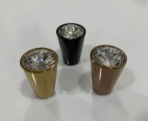 Botão de armário cravejado de diamantes de qualidade premium fabricado em aço inoxidável para uso em ferragens de móveis