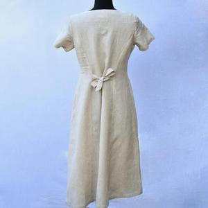 เดรสยาวผ้าฝ้ายลินินสไตล์โบฮีเมียนสำหรับผู้หญิง คอกลม แขนสั้น ติดกระดุม ชุดเดรสฤดูร้อนสำหรับสุภาพสตรี - Product Image 4