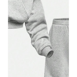 Unisex Custom Logo Hooded Front Gym Wear Track Suit 2PCS <b>Zip</b>-<b>Up</b> <b>Jacket</b> Pants Solid Pattern for Winter Bulk Order - Product Image 4