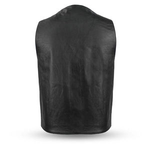 Gilet de motard en cuir véritable pour homme, nouveau gilet de motard en cuir de vachette, gilets de moto en cuir - Product Image 2