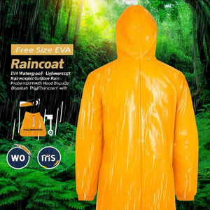 Impermeable de EVA de Talla Única, Ligero, para Protección contra la Lluvia al Aire Libre, con Capucha, Desechable, Grueso, con Decoración de Logotipo - Product Image 1