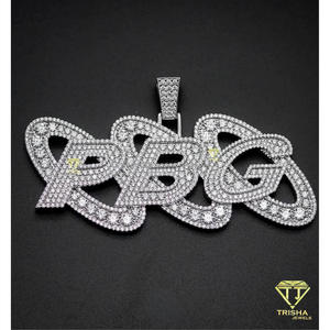 Pendentif Lettre Personnalisé en Moissanite PBG, Collier Hip Hop VVS Couleur D, Sertissage Glacé, Argent 925 Certifié GIA, Unisexe - Product Image 3