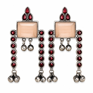 Livraison Rapide Boucles d'Oreilles Pendante Monalisa en Laiton Plaqué Argent Antique avec Sertissage Bezel, Bijoux Faits Main, Fournisseur en Gros - Product Image 1