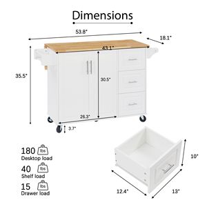 Tavolo da Cucina con Ruote e Ante Scorrevoli, Isola con Piano Ribaltabile e Armadietto Contenitore - Isole e Carrelli da Cucina - Product Image 2