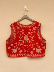 Suzani <b>Velvet</b> Vest for Women and <b>Men</b> Embroidered Boho Ethnic Sleeveless <b>Jacket</b> Handmade Vintage Floral Breathable Festival Wear - Product Image 1