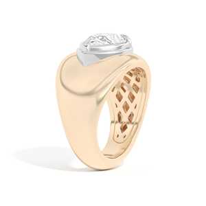 Bague Bombée 2 CT en Diamant de Laboratoire Poire, Or Massif 14K 18K, Large Bande Dôme, Double Sertissage à Lunette, Bague Bulle Tendance, Bijou pour Elle - Product Image 1