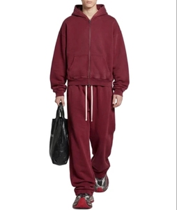 Conjunto Deportivo Personalizado de 2 Piezas para Hombre con Logotipo Personalizado, Sudadera con Cremallera Completa y Pantalones Deportivos Holgados, Ropa Deportiva Casual al por Mayor - Product Image 1