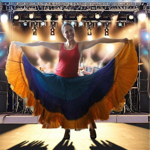 Sólido Largo Maxi Boho Mujeres Club Trajes de escenario Teñido 25 yardas Algodón Falda gitana con actuaciones Estilo Latino Talla única para todos - Product Image 6