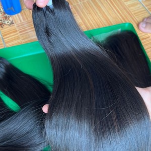 เกรด 10A เวอร์จินบราซิล 100% คุณภาพสูงดิบผมสีดํากระดูกตรงคู่ดึง Bundles จาก Qhair - Product Image 3