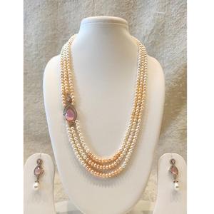 Hermoso Juego de Perlas Largas con Circonitas Cúbicas y Acabado Plateado de Primera Calidad, con Aretes, Colección para Bodas - Product Image 1