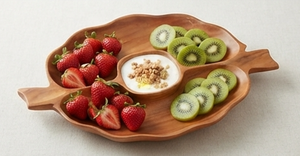 Plateau de service en bois artisanal haut de gamme, design minimaliste poli, pour ustensiles de cuisine essentiels - Product Image 2