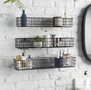Combination Wall <b>Shelf</b> With Black Powder Coating Finishes High Quality With Three Tiers For Storage at Wholesale indian - Product Image 1