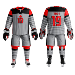 Maillots de hockey sur glace personnalisés pour hommes, col en V, ensemble court, impression numérique du nom et du numéro de l'équipe, 100% polyester, respectueux de l'environnement - Product Image 1