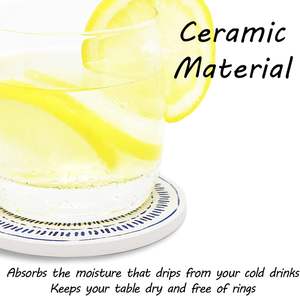 Sous-verres ronds en céramique absorbants avec support en liège pour la protection des plans de travail, idéaux pour le bureau et la cuisine - Product Image 6