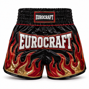 Pantalones Cortos de Muay Thai MMA para Hombre, OEM, Satinados, Bordados, Cintura Media, Cierre con Cordón, Deportivos, 100% Poliéster, Secado Rápido - Product Image 2