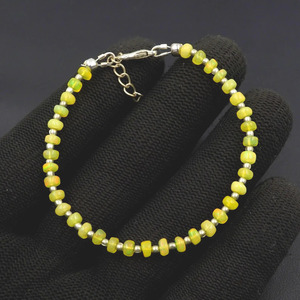 Bracelet HAYAAT GEMS en opale jaune, perles rondes, imitation perle et opale, cadeau romantique unisexe - Product Image 1
