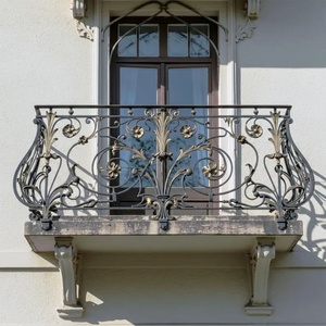 <b>Flooring</b>-Mounted Modern Solid Iron Balcony Railing Anti-Theft Rust Resistant Design Villa Outdoor Use DIY Installation 3-Year - Product Image 3