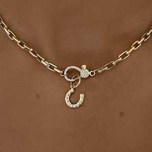 จี้รูปเกือกม้าเพชรแล็บโกรว์ทองคำแท้ 14k 18k ขายส่ง ของขวัญสำหรับผู้หญิง เสริมโชคลาภ ป้องกันภัย - Product Image 2