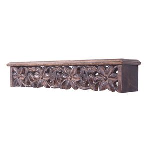 Estante de Pared Decorativo de Madera Hecho a Mano/Soporte de Pared para Decoración de Sala de Estar (Diseño Floral) - Product Image 1