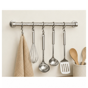 Factory Direct Supply Wall-Mounted Kitchen Utensil <b>Rail</b> Stainless Steel Hanging <b>Rail</b> with 10 Sliding <b>Hooks</b> for Pots Pans - Product Image 6
