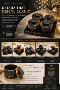 Black Gold Epoxy Resin Vintage Spice <b>Jars</b> Set <b>Plastic</b> <b>Lids</b> 250ml Air Tight Storage Bottles Home Kitchen Gifting Modern Luxury - Product Image 2