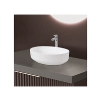 Lavabo à poser rectangulaire au design moderne en céramique à surface solide et émaillée lisse pour salle de bain, maison, bureau, villa