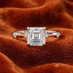 Asscher Cut Diamond Engagement Ring in 925 Sterling Silver – Vintage Inspired 5-<b>Stone</b> Band - Product Image 1