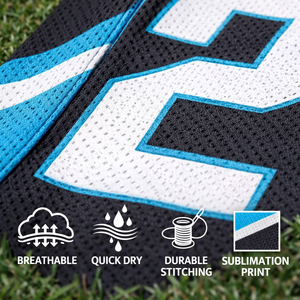 Fabricante OEM de camisetas de fútbol americano personalizadas, tela de poliéster transpirable de secado rápido, nombre y número del jugador bordados a medida. - Product Image 3