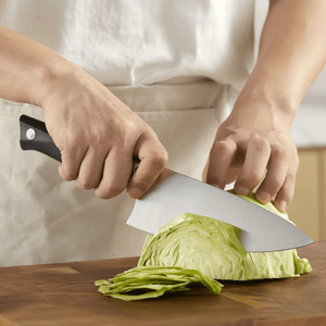 Couteaux de chef professionnels avec lame large en acier inoxydable, manche ergonomique noir pour la cuisine, la découpe de viande, les légumes et les aliments - Product Image 5