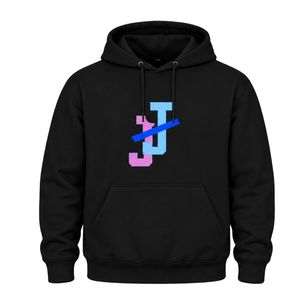 Sweat-shirt à capuche noir brodé avec logo, manches longues, cordon de serrage, poche kangourou, style streetwear décontracté - Product Image 1