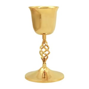 Cáliz de Latón con Acabado Dorado, Vaso Sagrado para la Comunión, para Iglesias, Capillas y Catedrales - Product Image 4