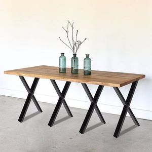 28"Hx24"W Heavy Duty Modern X-Shape Alloy Steel Coffee <b>Table</b> and Desk <b>Legs</b> with Anti-Slip Feet Pads Detachable Bench <b>Legs</b> - Product Image 2