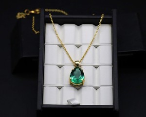 <b>Emerald</b> Teardrop <b>Pendant</b> Natural Green Gemstone Necklace Luxury Jewelry Healing Crystal Gift Wholesale Supplier - Product Image 2