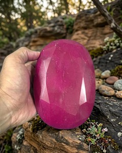 พลอยทับทิมสีแดงเข้มทรงรีเจียระไนแบบมรกต ขนาด 4000 กะรัต พลอยธรรมชาติเม็ดเดี่ยว ขัดเงา สีแดงเข้ม ขนาดใหญ่ - Product Image 3