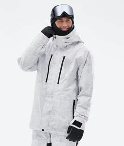 Combinaison de ski unisexe blanche tie-dye imperméable 10 000 mm respirante isolée - Combinaison à capuche avec fermeture éclair pour l'hiver - Product Image 6