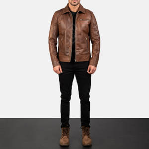 Veste en cuir de vache véritable pour homme, automne-hiver - Haute qualité, écologique et respirante, style décontracté, logo sur le devant - Product Image 5