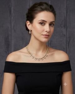 Circular Pattern American Diamond Necklace <b>Set</b> With Matching Delicate Earrings Antique <b>Gold</b> Plated And Light Weight Necklace <b>Set</b> - Product Image 6
