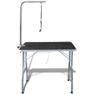 Table de toilettage pour chien de taille moyenne, en bois d'ingénierie noir avec surface en caoutchouc durable pour les produits de toilettage des animaux de compagnie - Product Image 2