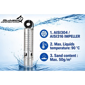 ปั๊มน้ำใต้น้ำหลายระดับแรงดันสูง Subwell 4SP สแตนเลส 1 แรงม้า 220V เฟสเดียว สำหรับการเกษตร OEM สายเคเบิลยาว 1.2 เมตร - Product Image 1