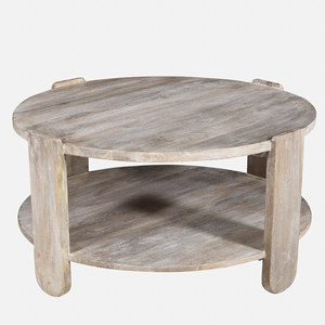 Mesa de Centro de Madera de Mango con Acabado Blanqueado para Sala de Estar, Mesa de Sofá de Madera Sólida, Diseño Moderno para Decoración de Interiores - Product Image 2