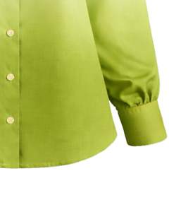 เสื้อเชิ้ตผู้หญิงแขนยาวสีขาวไล่เฉดเขียวมะนาวแบบกระดุมหน้า สไตล์ลำลองสำหรับใส่ทำงาน ผู้ผลิตเสื้อผ้าแบบ OEM สั่งทำได้ - Product Image 6