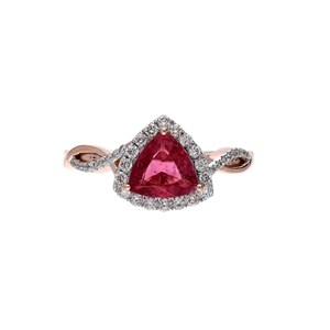 Anillo de Turmalina Rosa con Corte Trillón, Plata de Ley 925, Chapado en Oro Amarillo de 14K, Joyería Clásica de Lujo Hecha a Mano, Regalo para Mujer - Product Image 5