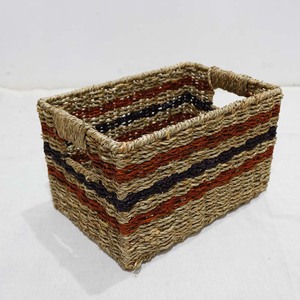 Waterproof Rustic Rectangle Storage <b>Basket</b> Iron Wire Frame Synthetic <b>Plastic</b> Wicker Material Handles for Multifunction - Product Image 4