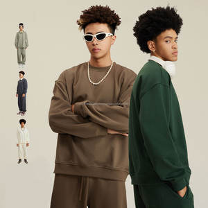 ODMOEM 2026 new 450gsm Comfortable blank 100% cotton unisex <b>crewneck</b> <b>sweater</b> customizable logo - Product Image 2