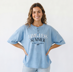 T-shirt Henley pour femmes en coton et polyester à manches courtes, tee-shirt d'été léger, confortable, décontracté, streetwear imprimé, écologique - Product Image 3