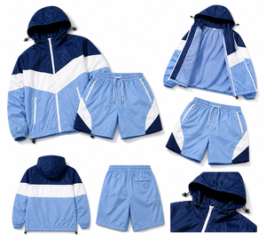New Demanding Custom Logo Men's Windbreaker Hoodies Shorts Sets Lightweight Nylon Activewear Running Gym Fitness Sports <b>Suit</b> Men - Product Image 5