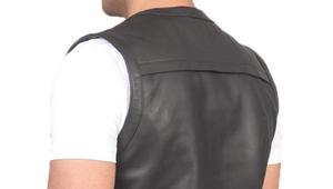Premium Black Leather Multi Pocket Vest <b>Motorcycle</b> Biker Sleeveless <b>Jacket</b> with Zip Closure Cargo Style Utility Riding Vest - Product Image 4