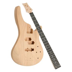 Kits de guitare basse électrique DIY 4 cordes en bois massif, style IB, corps en acajou, manche en érable, basse jazz, configuration 5 cordes, accessoires - Product Image 6
