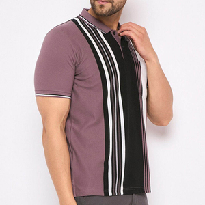 Polo en tricot à manches courtes pour homme, à blocs de couleur et rayures, avec poche, coupe décontractée, pantalon gris - Product Image 5