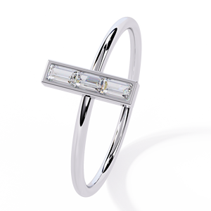 Bague en diamant taille baguette pour femme en platine, couleur D, certifiée GIA, style classique de fiançailles - Product Image 2